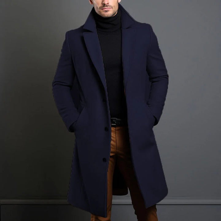 Alan | Men's Long Overcoat Single Breasted Notch Lapel