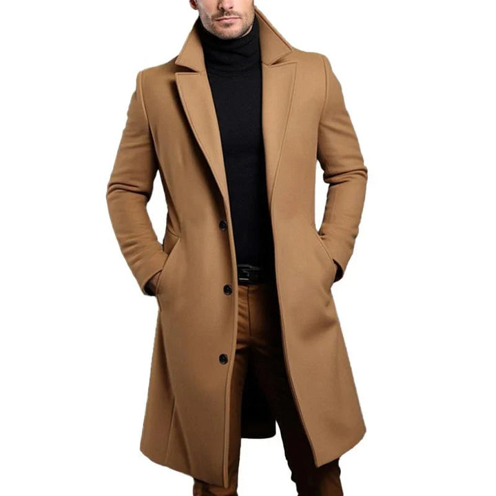 Alan | Men's Long Overcoat Single Breasted Notch Lapel