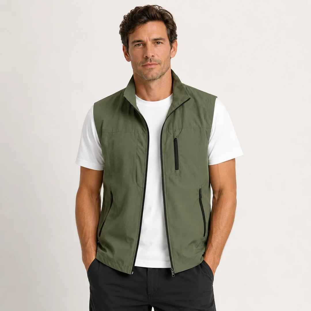 Alex | Men's Lightweight Vest Jacket Utility Zip Front