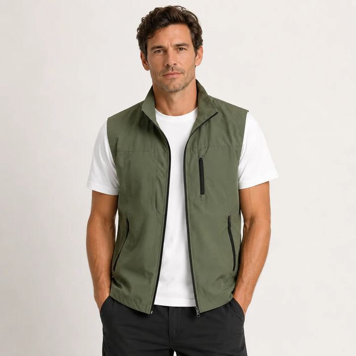 Alex | Men's Lightweight Vest Jacket Utility Zip Front