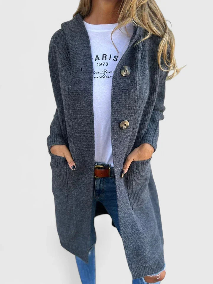 Amanda | Women's Longline Cardigan Button Front Deep Pockets