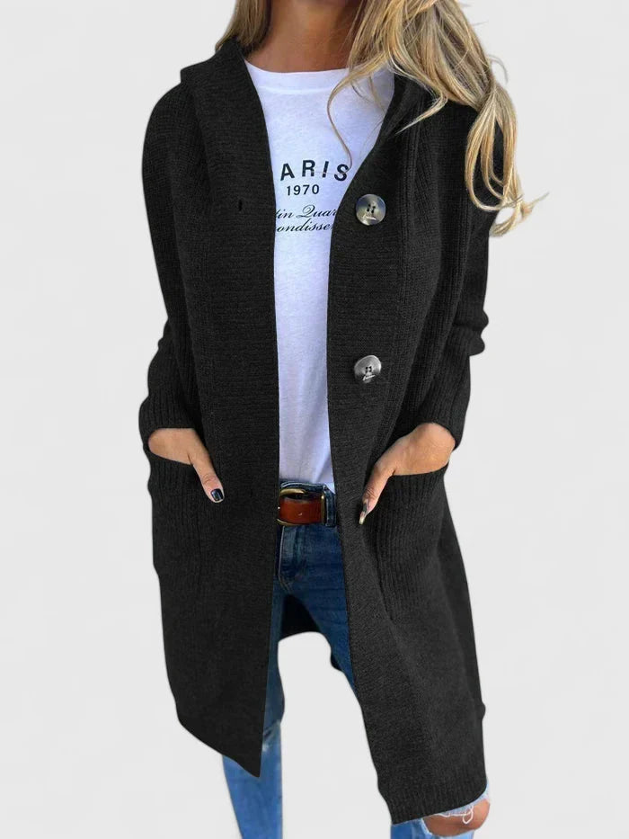 Amanda | Women's Longline Cardigan Button Front Deep Pockets