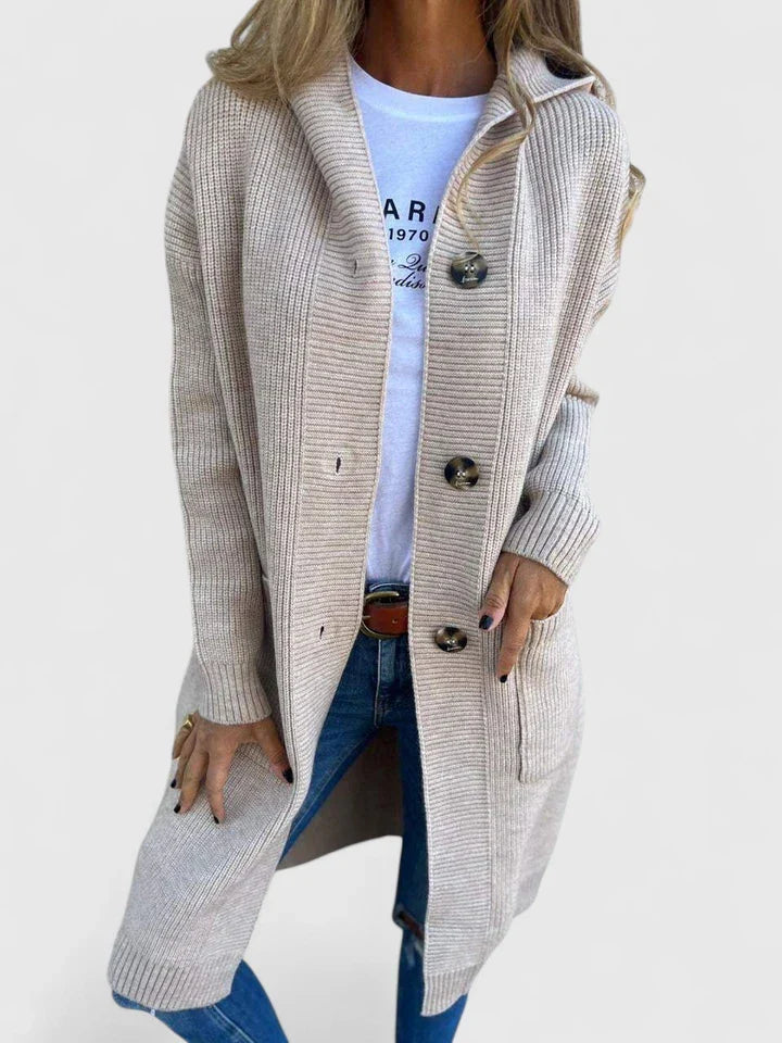 Amanda | Women's Longline Cardigan Button Front Deep Pockets