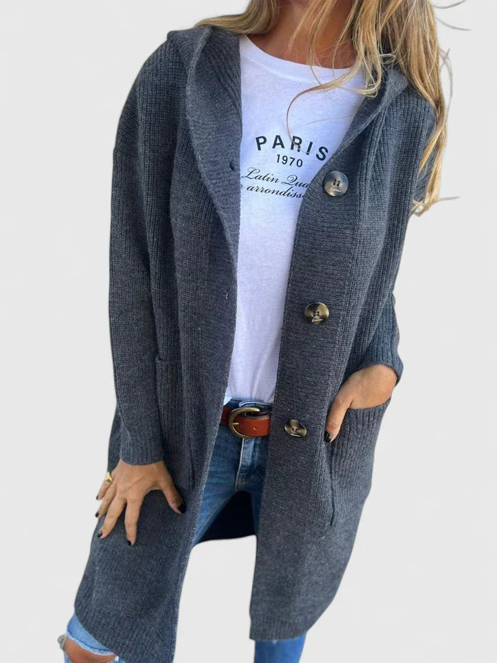 Amanda | Women's Longline Cardigan Button Front Deep Pockets