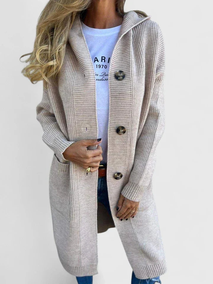 Amanda | Women's Longline Cardigan Button Front Deep Pockets