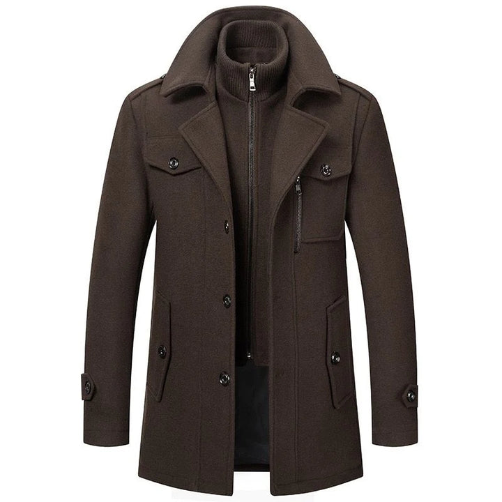 Barry | Men's Winter Coat Layered Collar Button Front