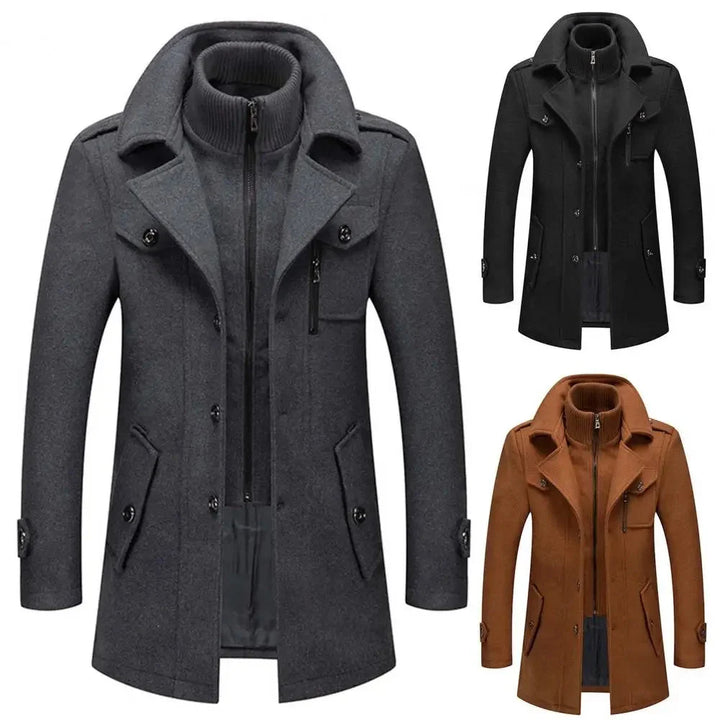 Barry | Men's Winter Coat Layered Collar Button Front