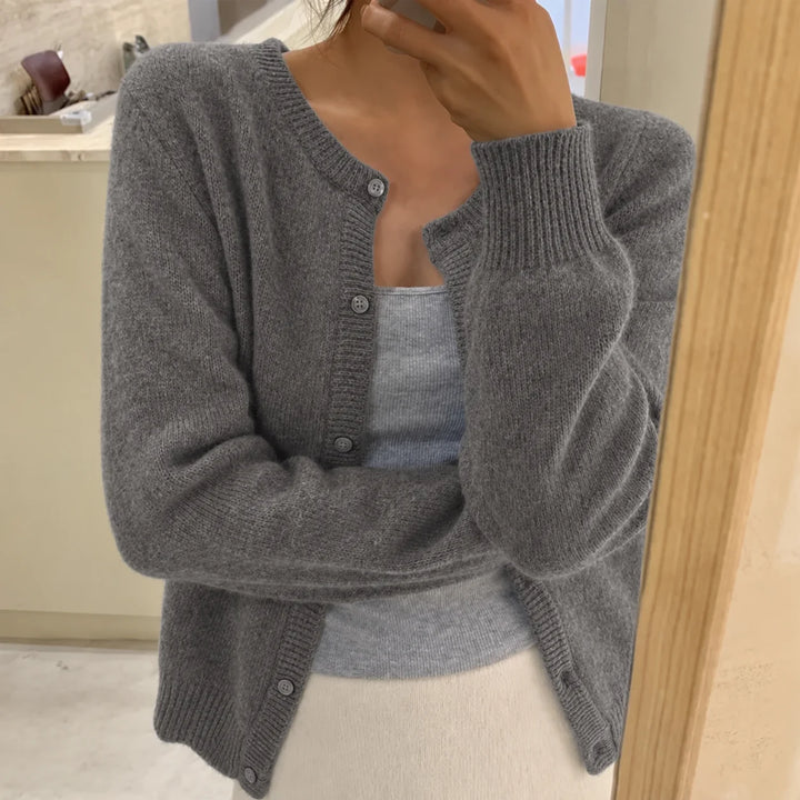 Bethany | Women's Crew Neck Cardigan Button Front Soft Knit