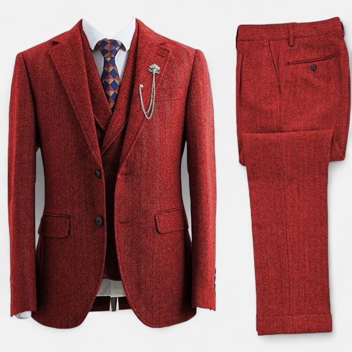 Brian | Men's Herringbone Dress Suit Double Breasted