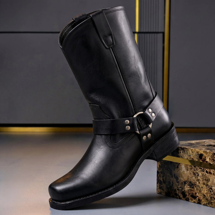 Bryan | Men's Engineer Boots Buckle Strap Block Heel