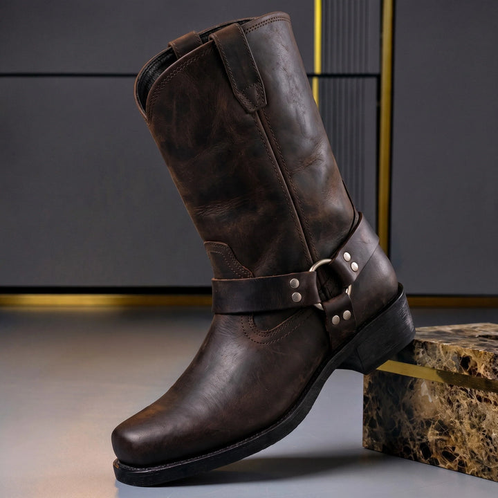 Bryan | Men's Engineer Boots Buckle Strap Block Heel