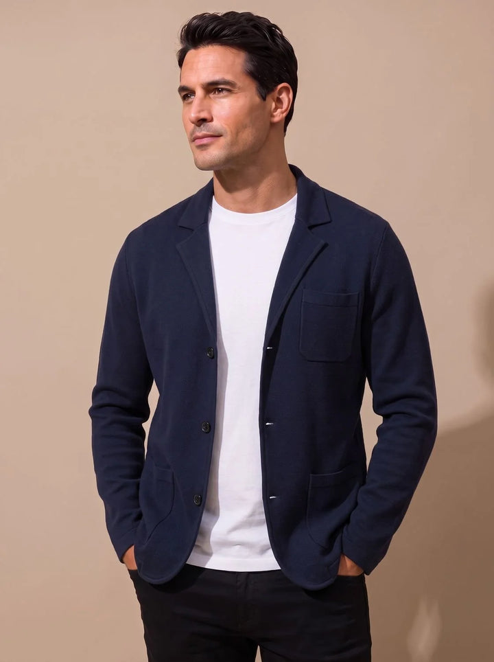 Caleb | Men's Knit Blazer Coat Slim Fit Button Front
