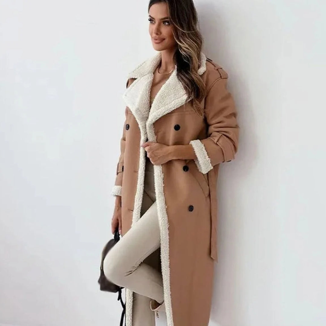 Carla | Women's Faux Shearling Coat Long Double Breasted
