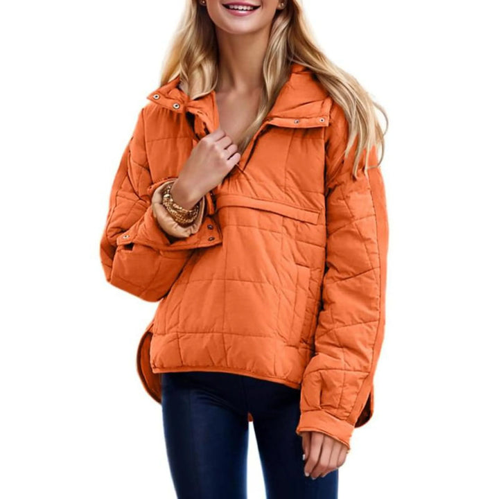 Carol | Women's Quilted Pullover Jacket Hooded Half Zip