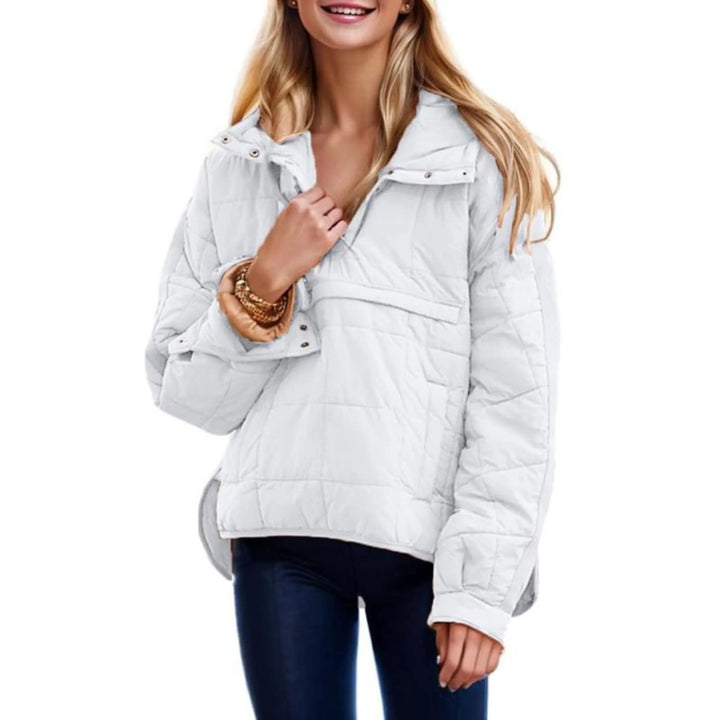 Carol | Women's Quilted Pullover Jacket Hooded Half Zip