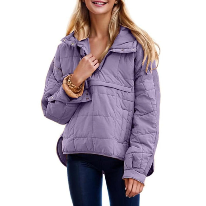 Carol | Women's Quilted Pullover Jacket Hooded Half Zip