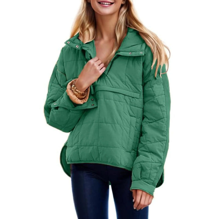 Carol | Women's Quilted Pullover Jacket Hooded Half Zip
