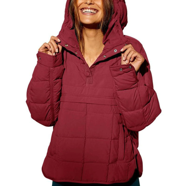 Carol | Women's Quilted Pullover Jacket Hooded Half Zip