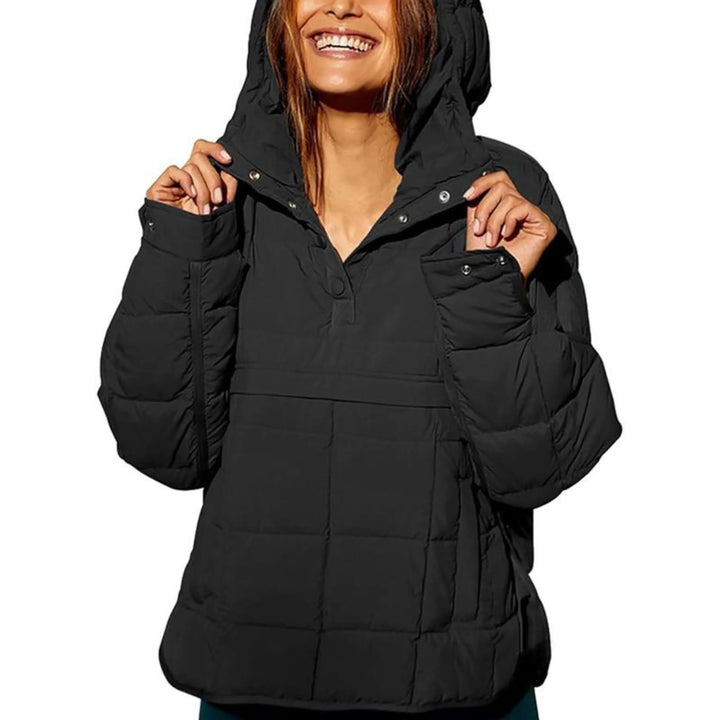 Carol | Women's Quilted Pullover Jacket Hooded Half Zip