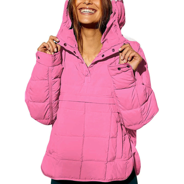 Carol | Women's Quilted Pullover Jacket Hooded Half Zip