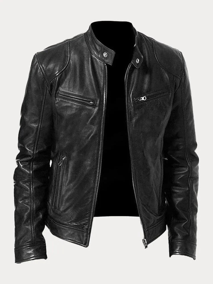 Clay | Men's Moto Jacket Stand Collar Zip Pockets