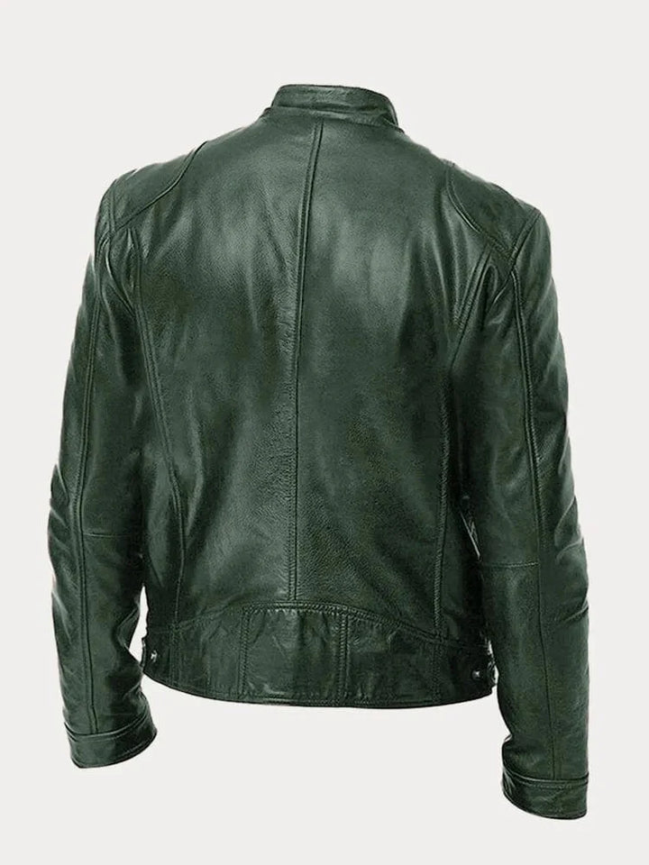 Clay | Men's Moto Jacket Stand Collar Zip Pockets