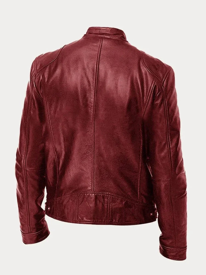 Clay | Men's Moto Jacket Stand Collar Zip Pockets