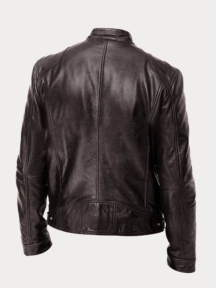 Clay | Men's Moto Jacket Stand Collar Zip Pockets