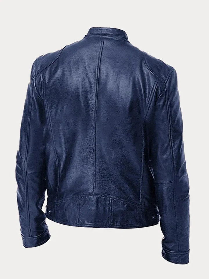 Clay | Men's Moto Jacket Stand Collar Zip Pockets