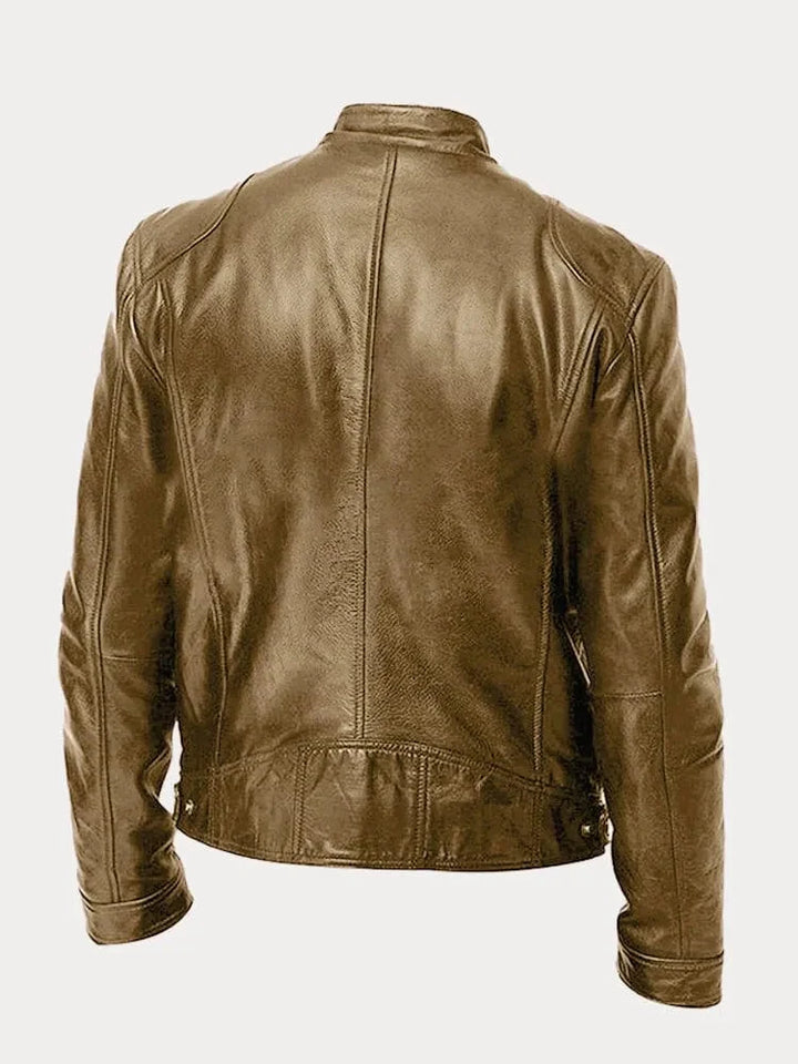 Clay | Men's Moto Jacket Stand Collar Zip Pockets