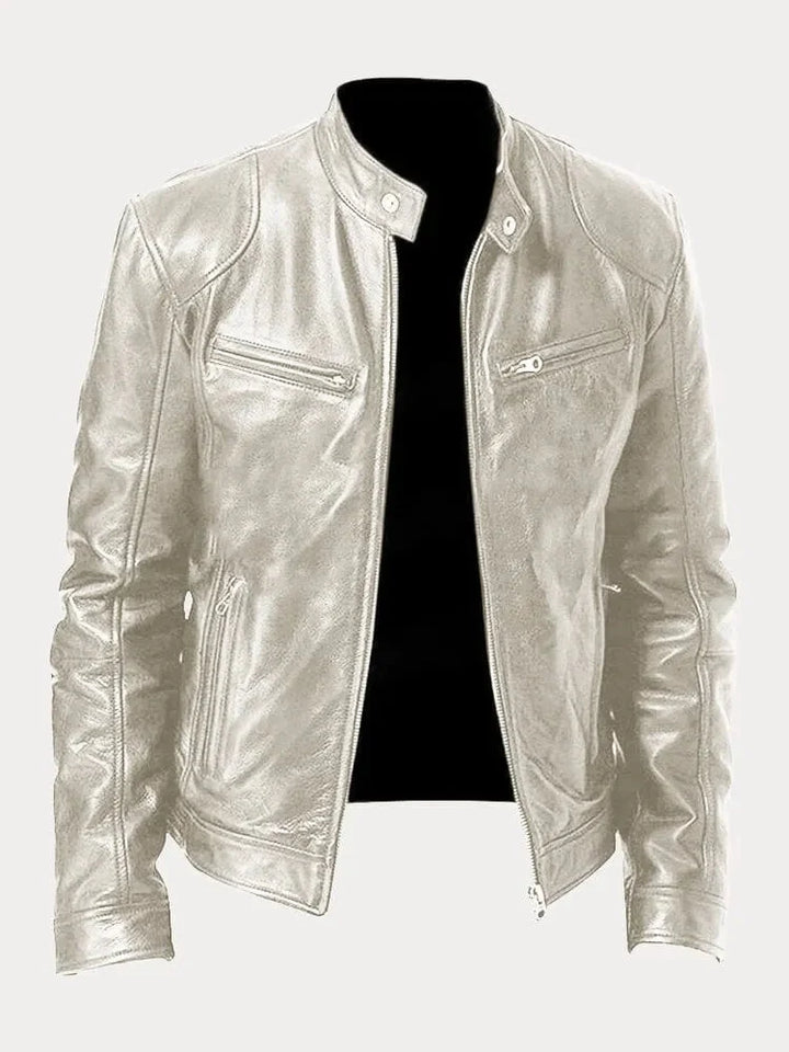 Clay | Men's Moto Jacket Stand Collar Zip Pockets
