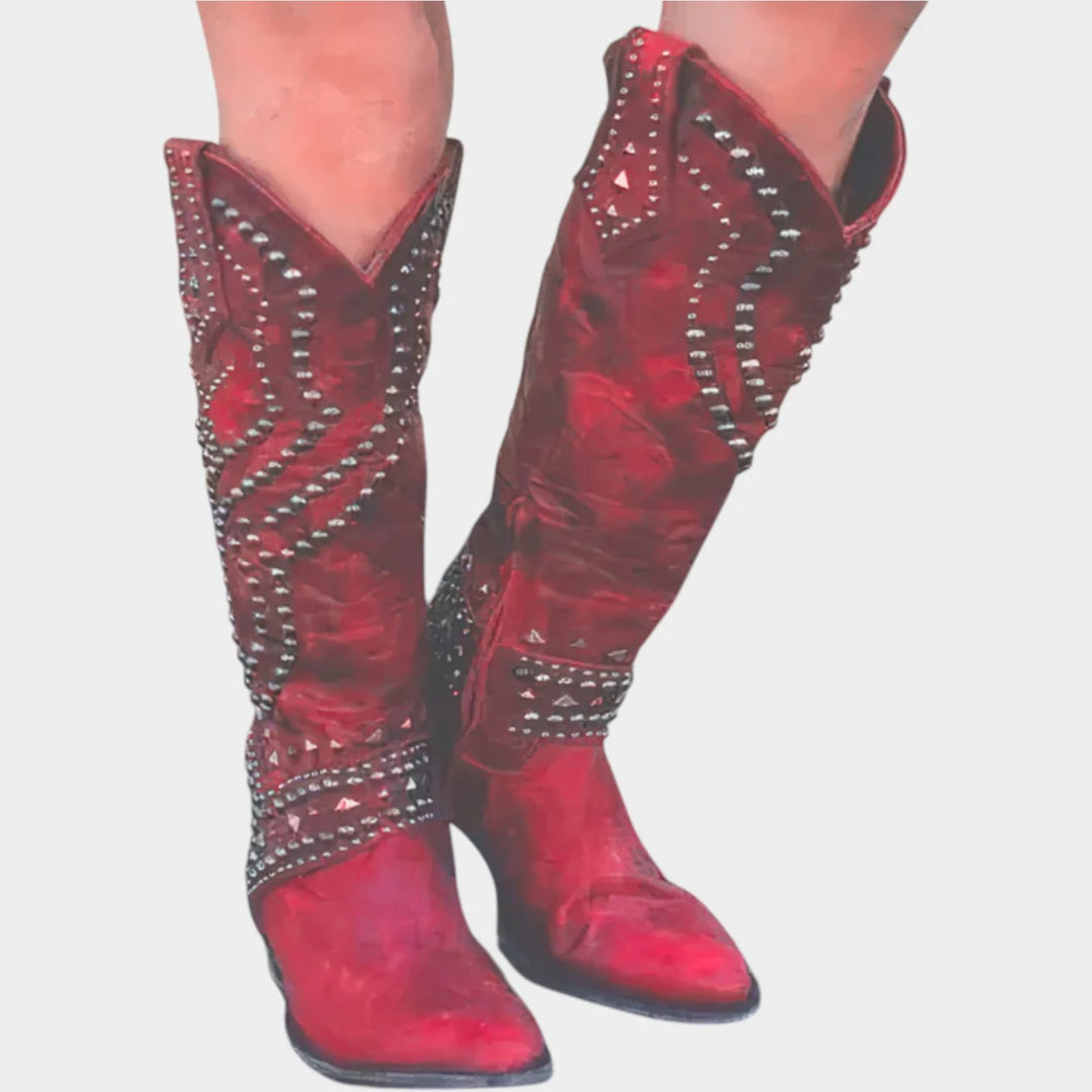 Crystal | Women's Western Cowboy Boots Knee High Studded