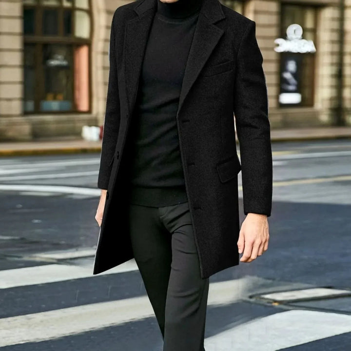 Darren | Men's Single Breasted Overcoat Classic Collar