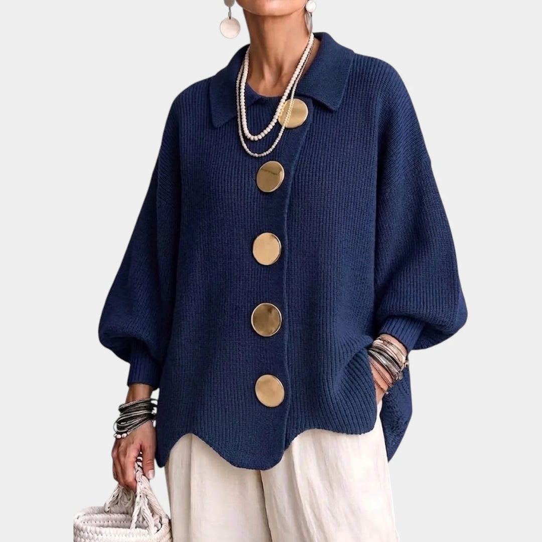 Eleanor | Women's Poncho Sweater Oversized Button Front
