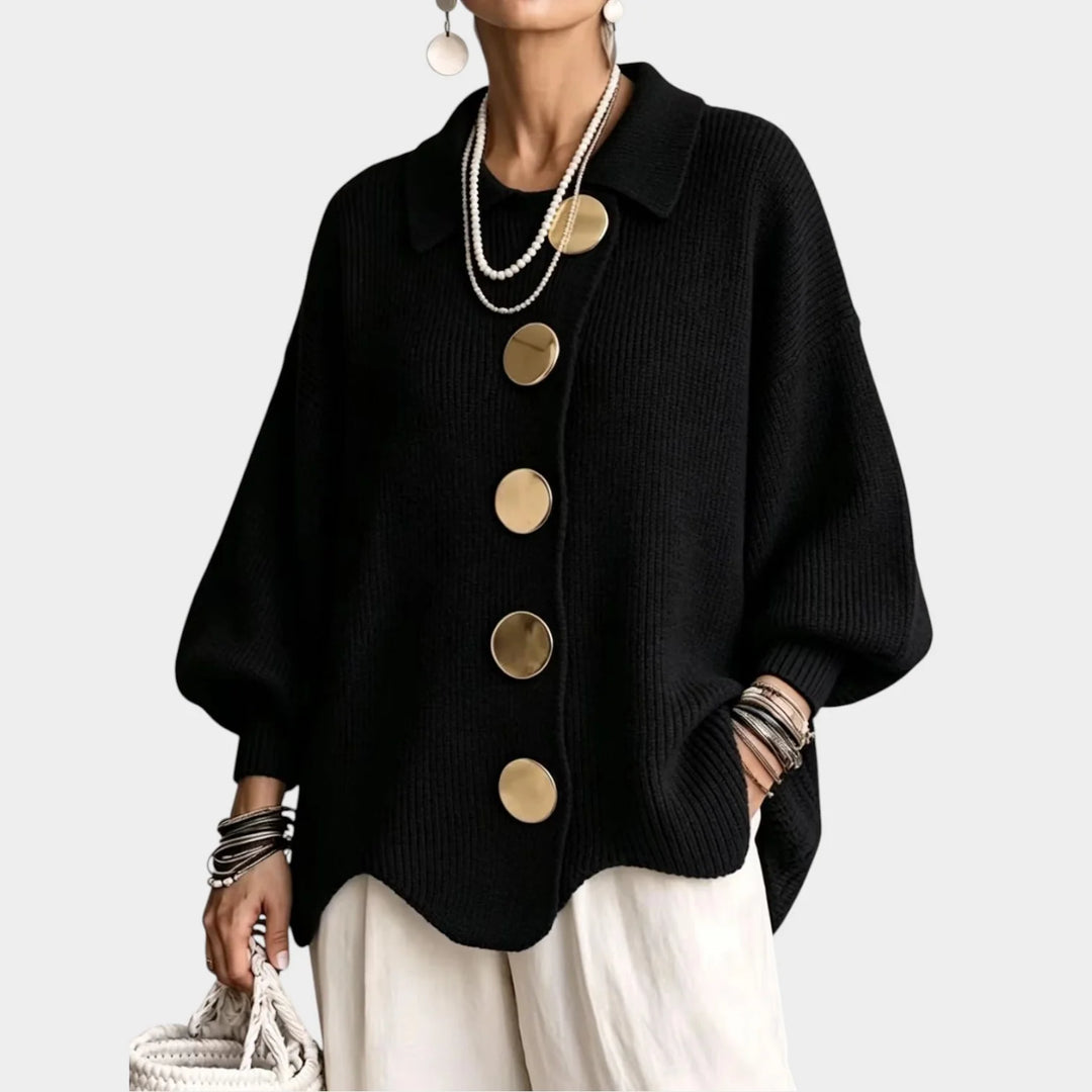 Eleanor | Women's Poncho Sweater Oversized Button Front