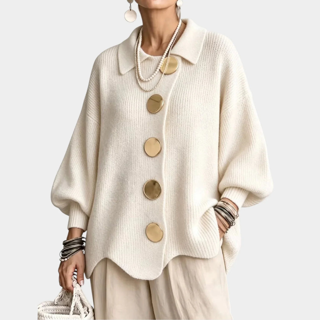 Eleanor | Women's Poncho Sweater Oversized Button Front