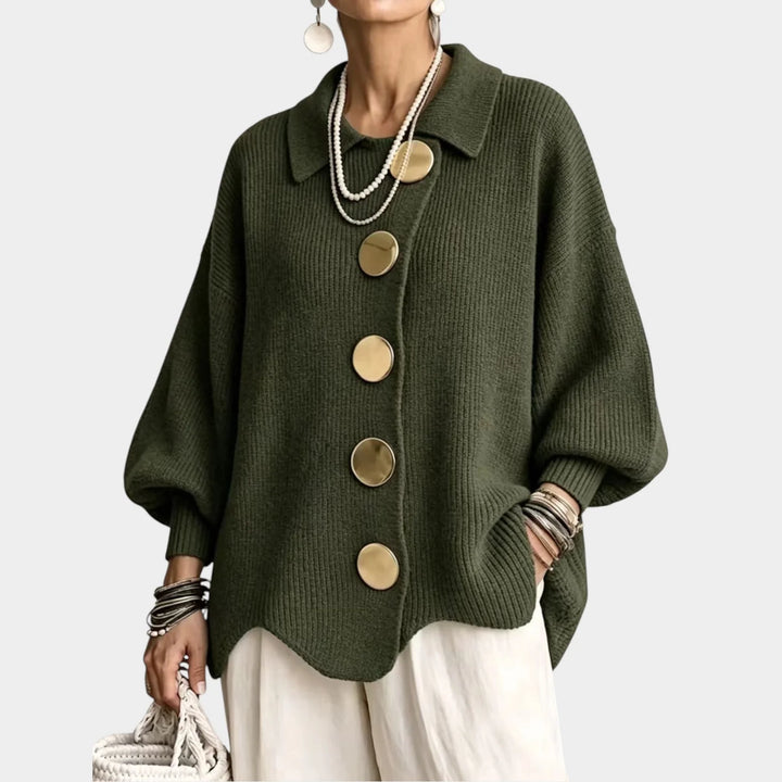 Eleanor | Women's Poncho Sweater Oversized Button Front