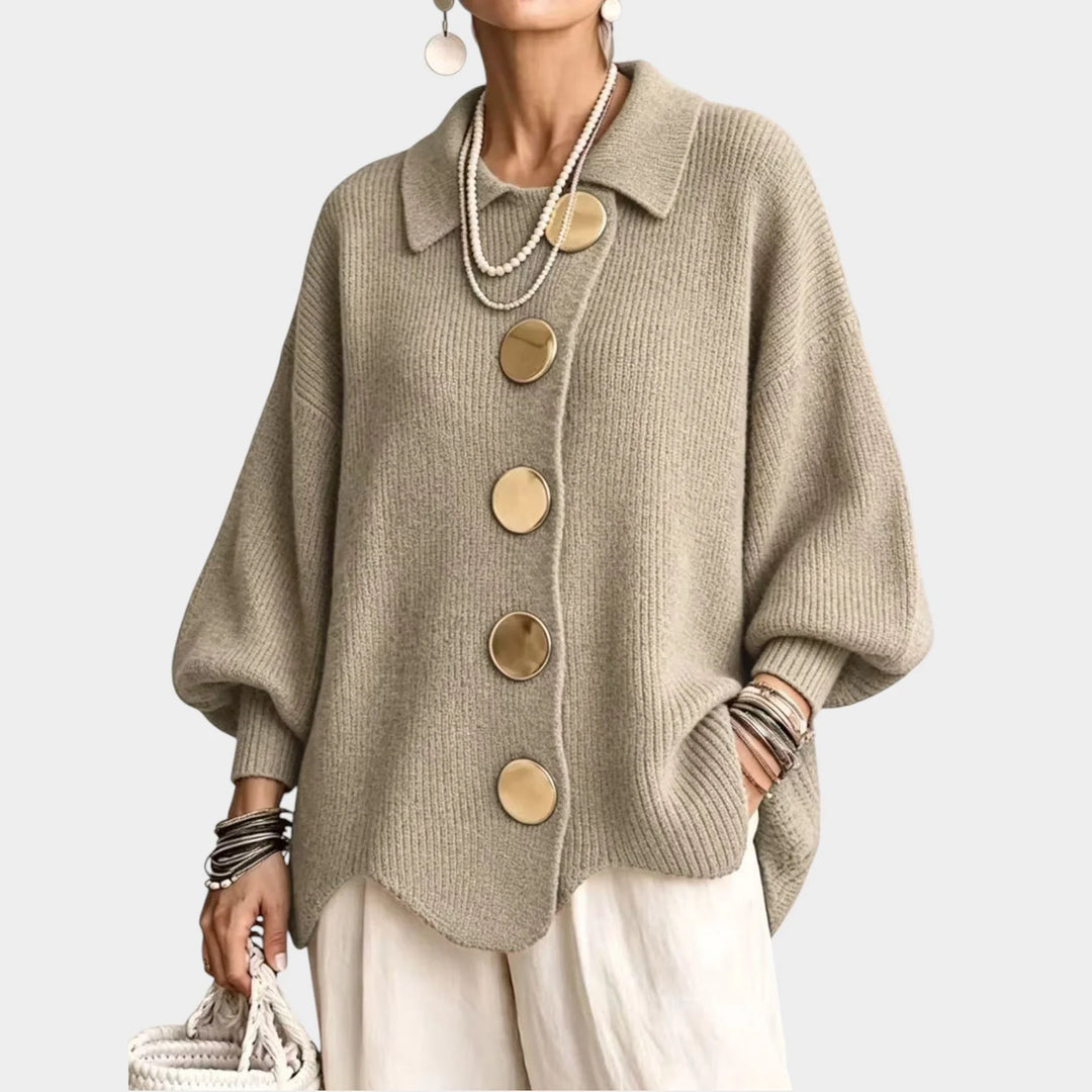 Eleanor | Women's Poncho Sweater Oversized Button Front