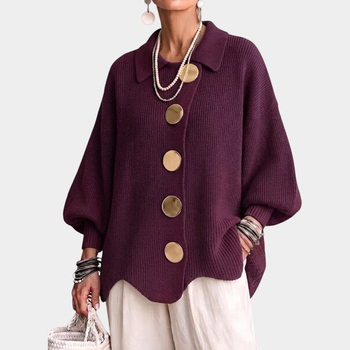 Eleanor | Women's Poncho Sweater Oversized Button Front