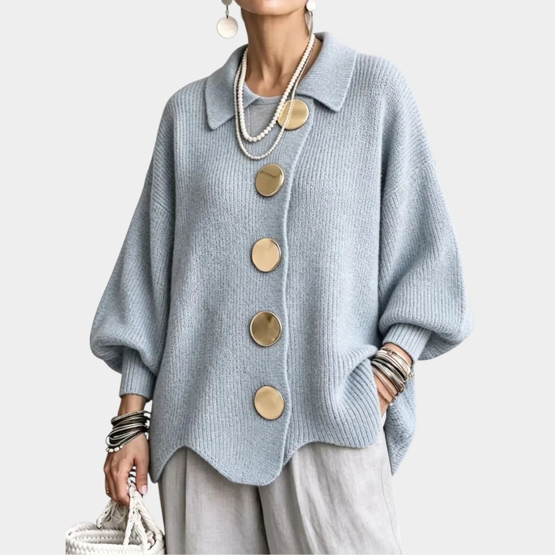 Eleanor | Women's Poncho Sweater Oversized Button Front