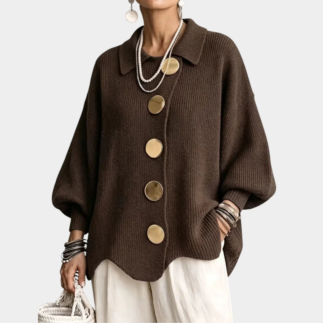 Eleanor | Women's Poncho Sweater Oversized Button Front