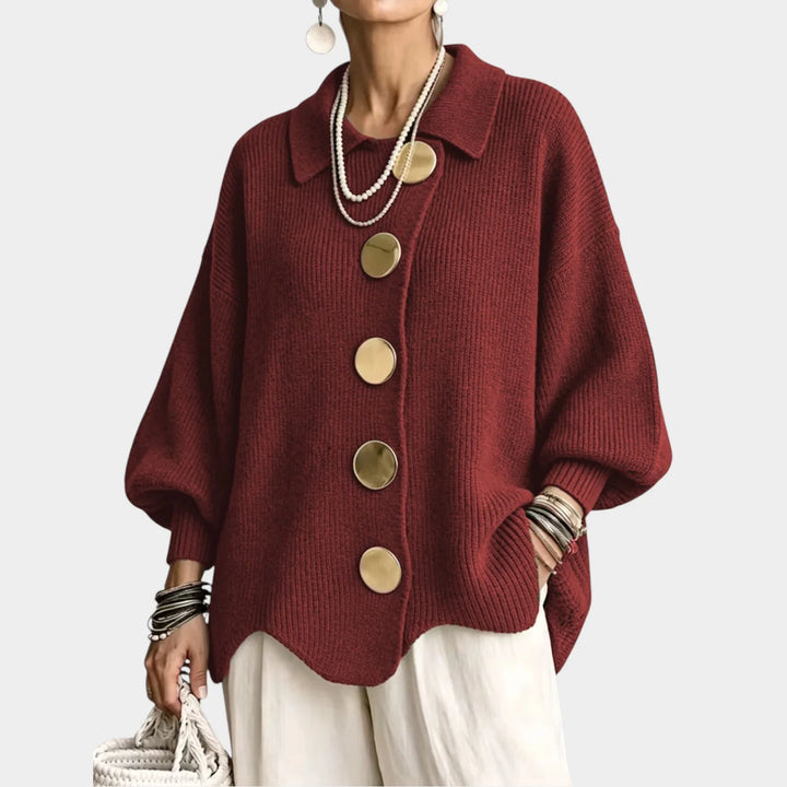 Eleanor | Women's Poncho Sweater Oversized Button Front