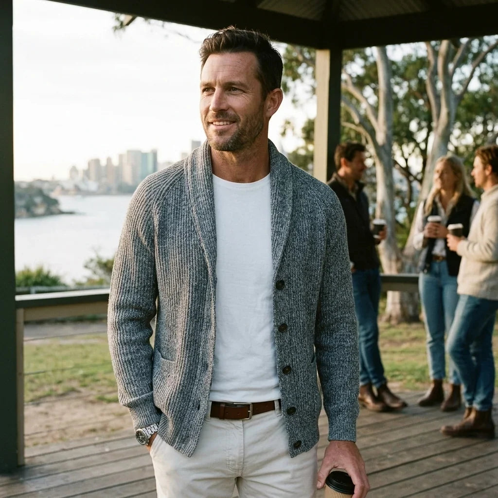 Eric | Men's Shawl Collar Cardigan Button Front