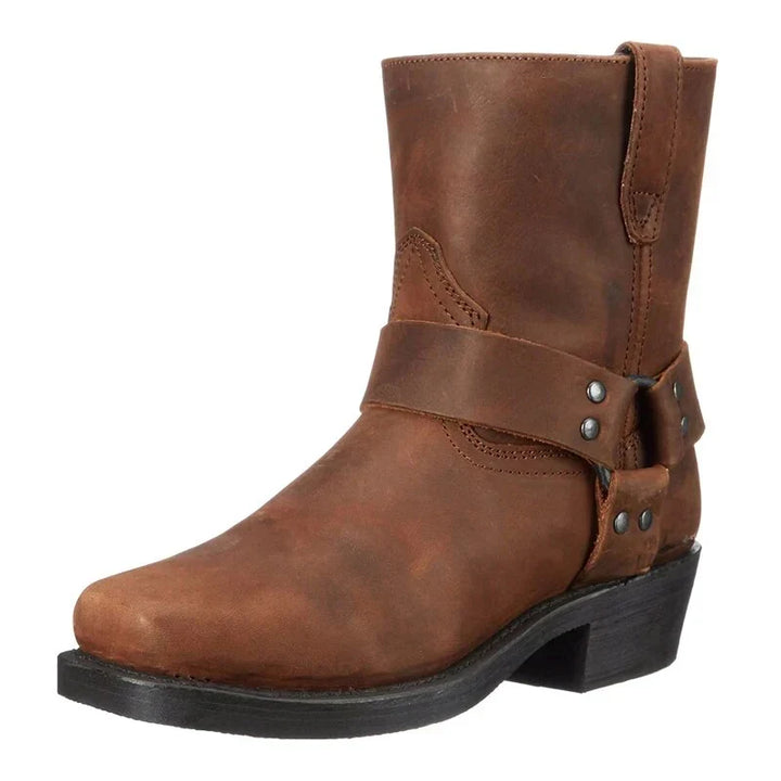 Hank | Men's Harness Boots Side Zip Square Toe