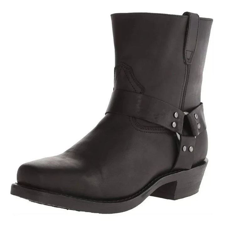 Hank | Men's Harness Boots Side Zip Square Toe