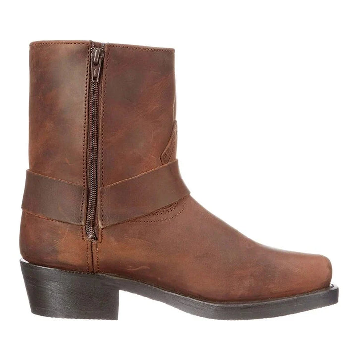 Hank | Men's Harness Boots Side Zip Square Toe