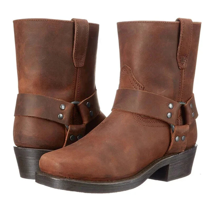 Hank | Men's Harness Boots Side Zip Square Toe