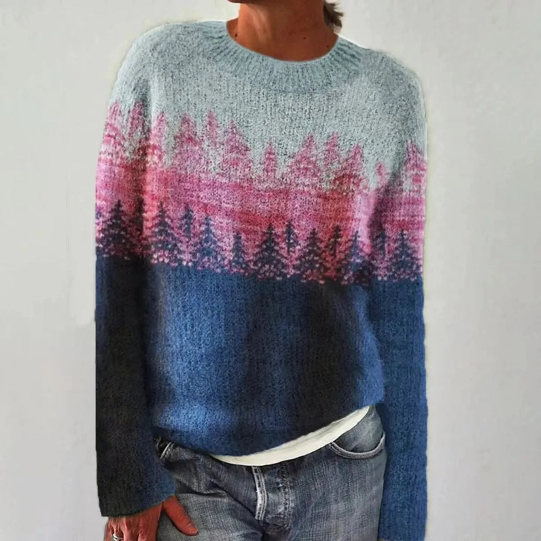 Heather | Women's Fair Isle Sweater Crew Neck Pullover