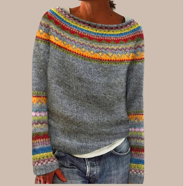 Heather | Women's Fair Isle Sweater Crew Neck Pullover