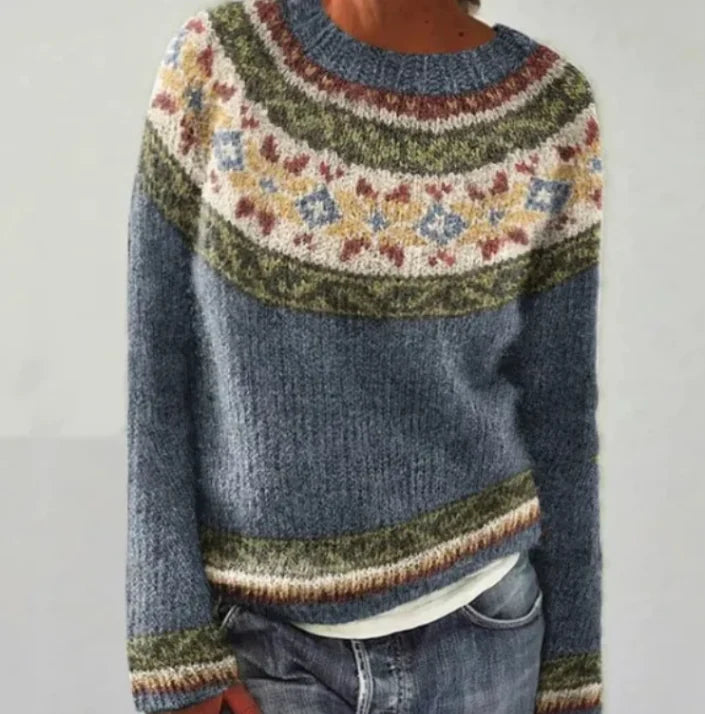 Heather | Women's Fair Isle Sweater Crew Neck Pullover